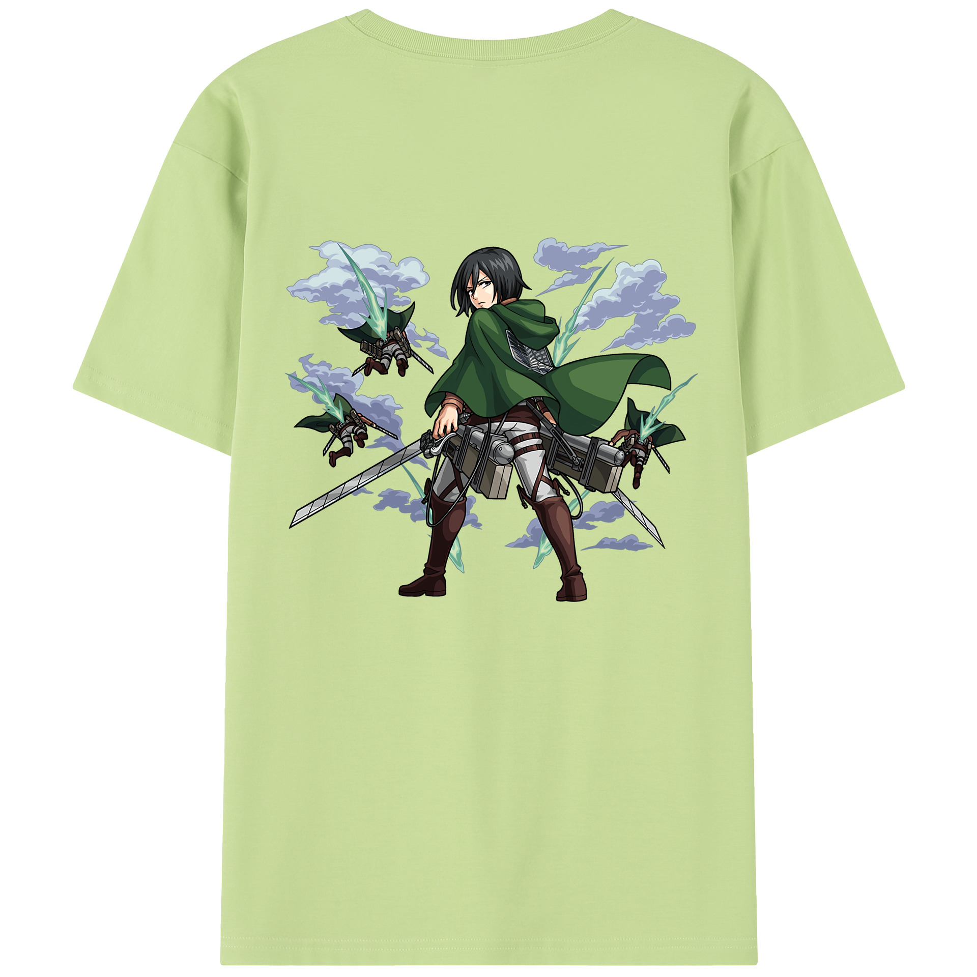 （画像用） 進撃の巨人 ミカサ·アッカーマン Attack on Titan Mikasa Ackerman 綿100％半袖Tシャツ（背面プリント）